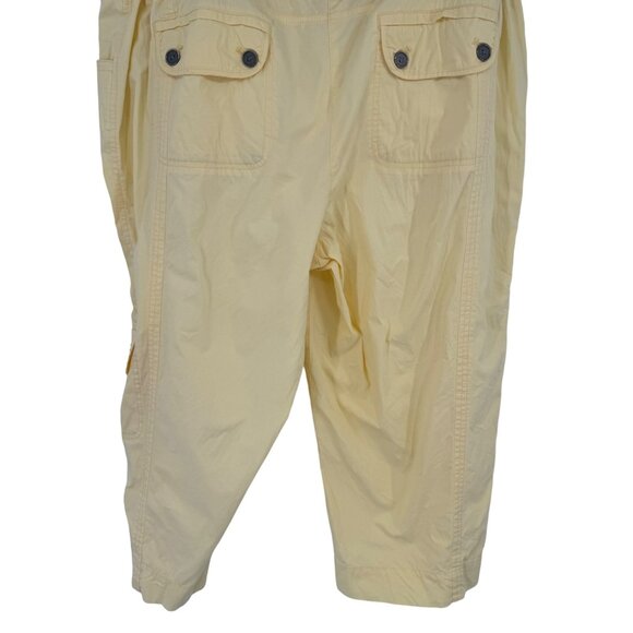 Chico's 3 Yellow Cargo Capris Pants Womens Size 16 Cotton stretch pockets - Picture 5 of 8